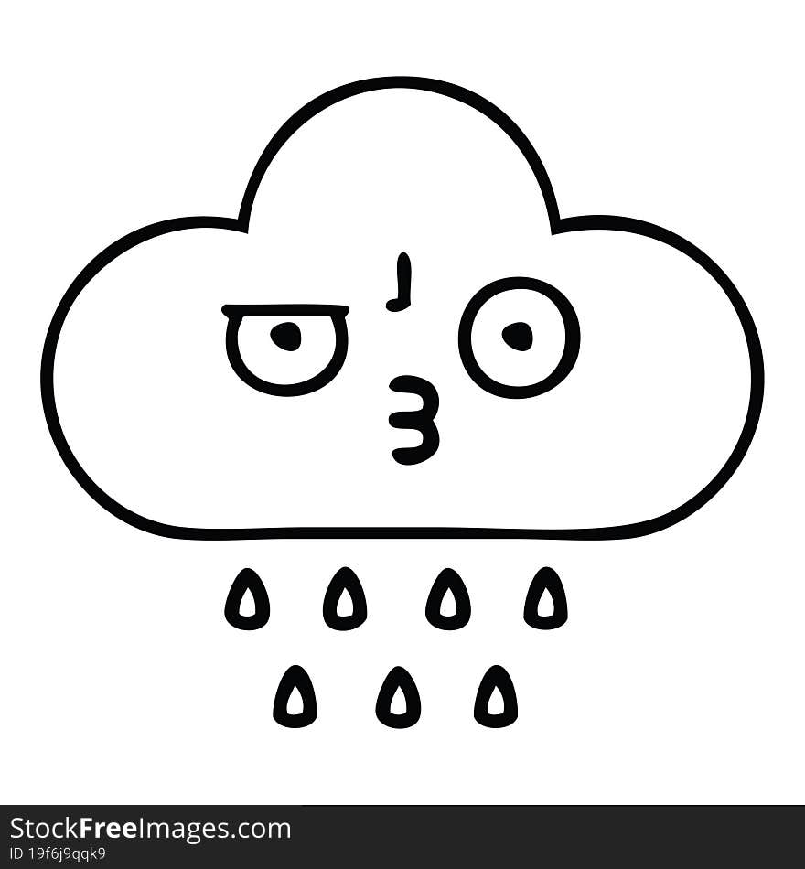 line drawing cartoon storm rain cloud