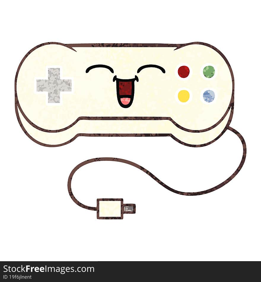 retro illustration style cartoon game controller