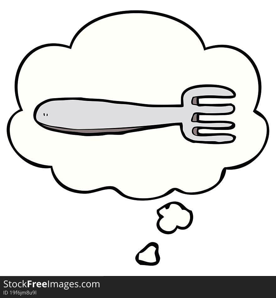 cartoon fork and thought bubble