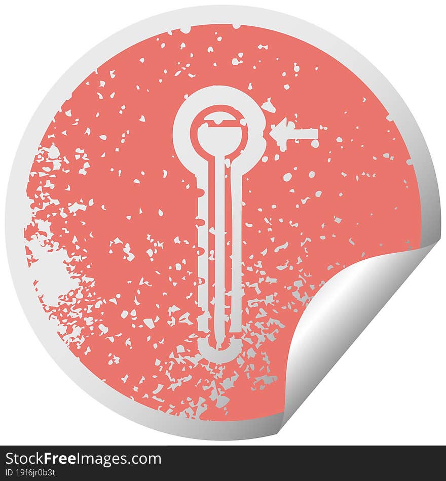 distressed circular peeling sticker symbol hot thermometer