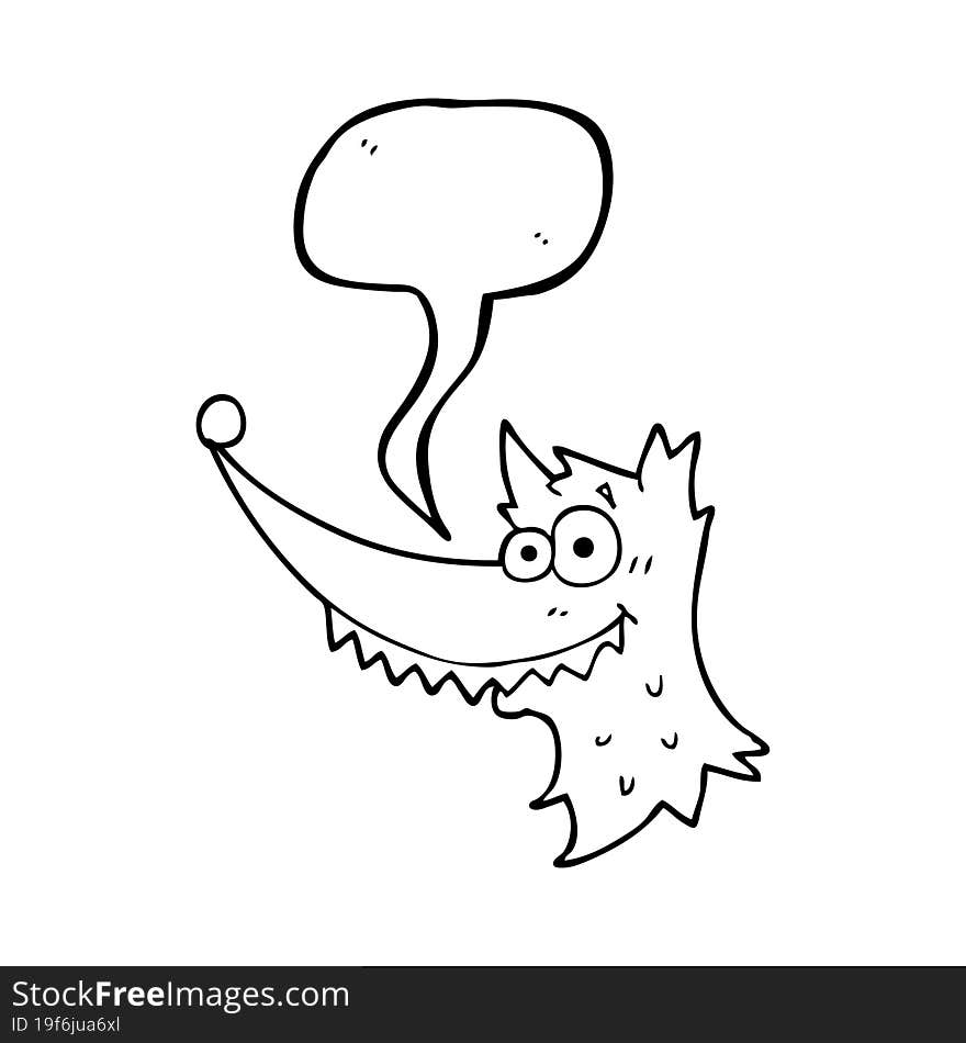 freehand drawn speech bubble cartoon wolf head