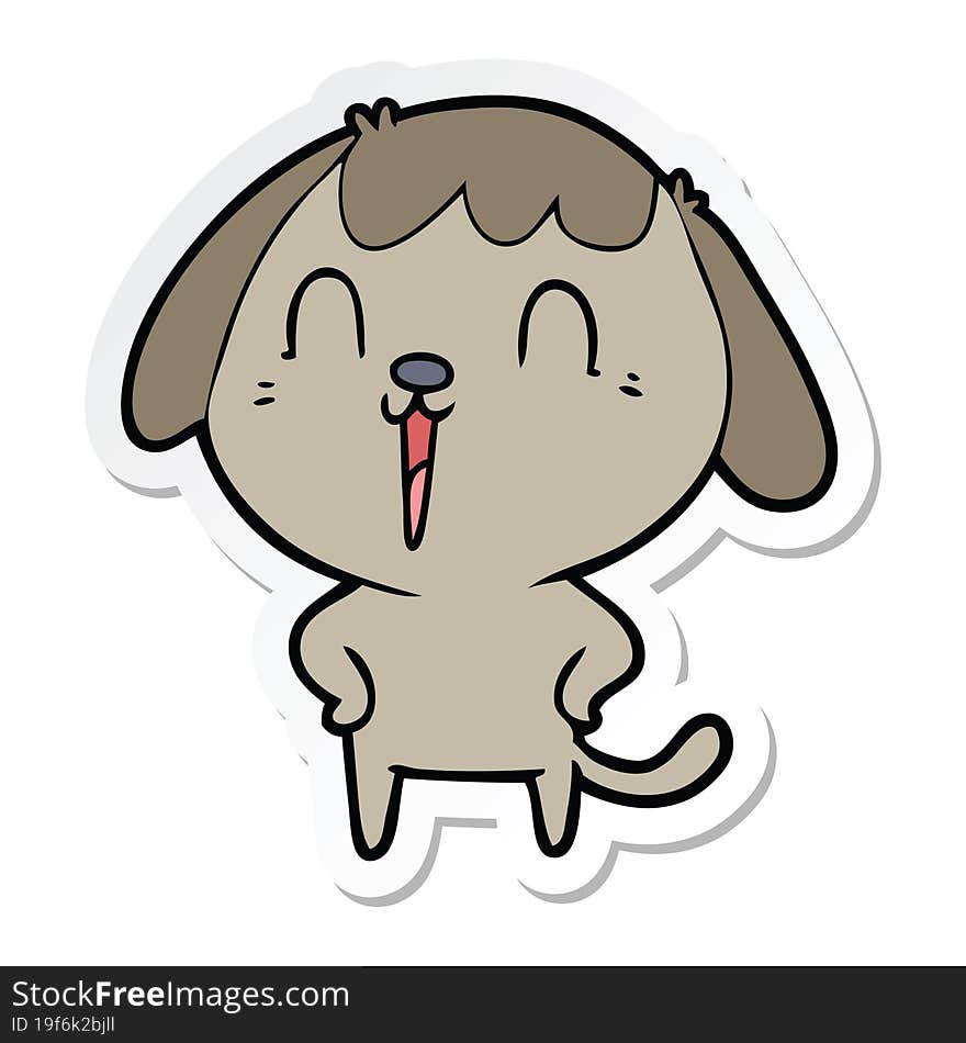 sticker of a cartoon happy dog