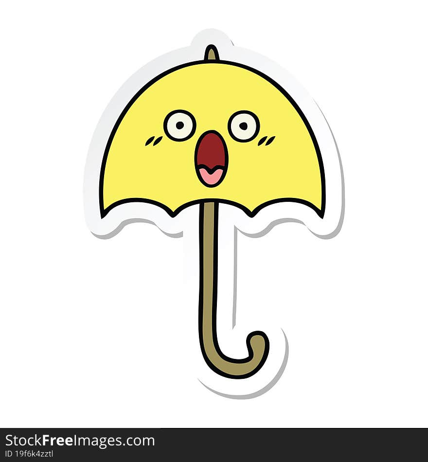 Sticker Of A Cute Cartoon Umbrella