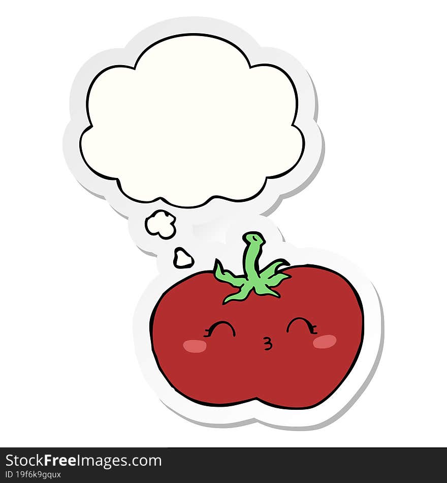 Cartoon Tomato And Thought Bubble As A Printed Sticker