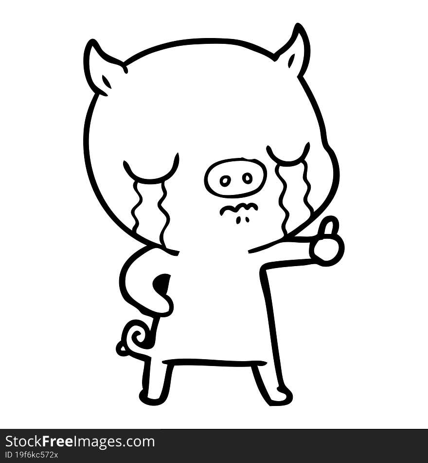 cartoon pig crying. cartoon pig crying