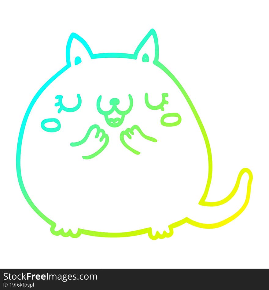 Cold Gradient Line Drawing Cartoon Cute Cat