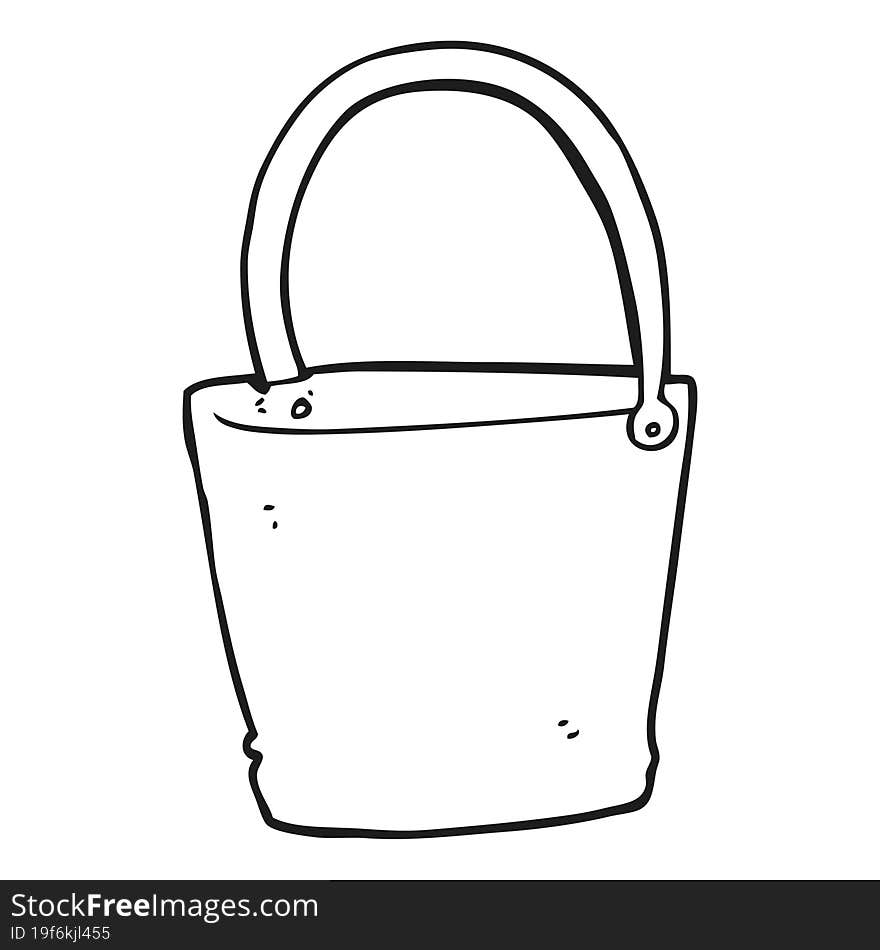 freehand drawn black and white cartoon bucket