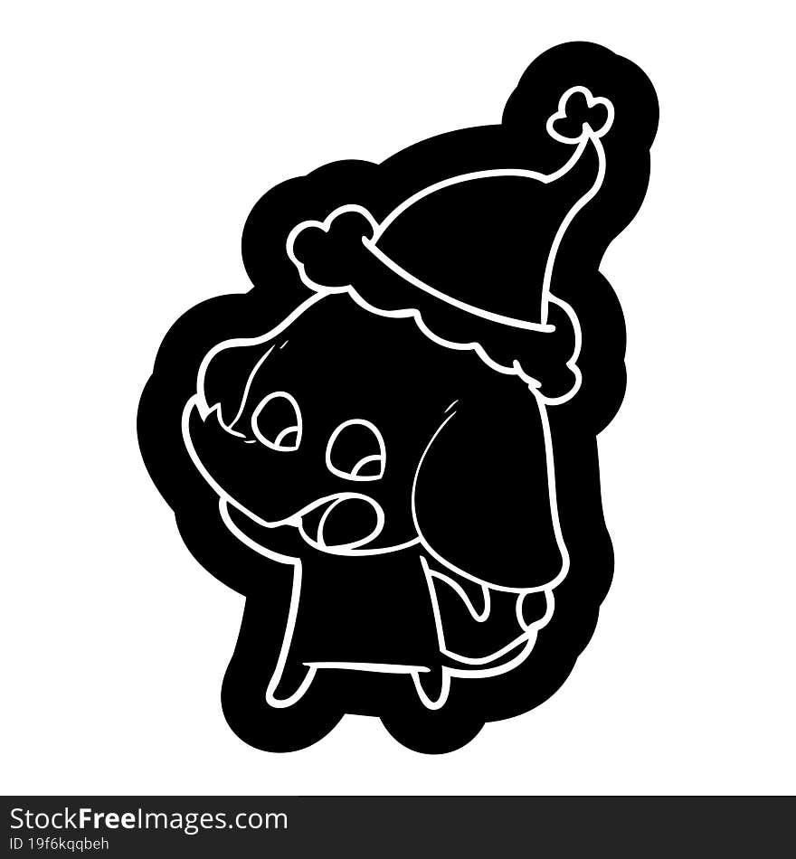 Cute Cartoon Icon Of A Elephant Wearing Santa Hat