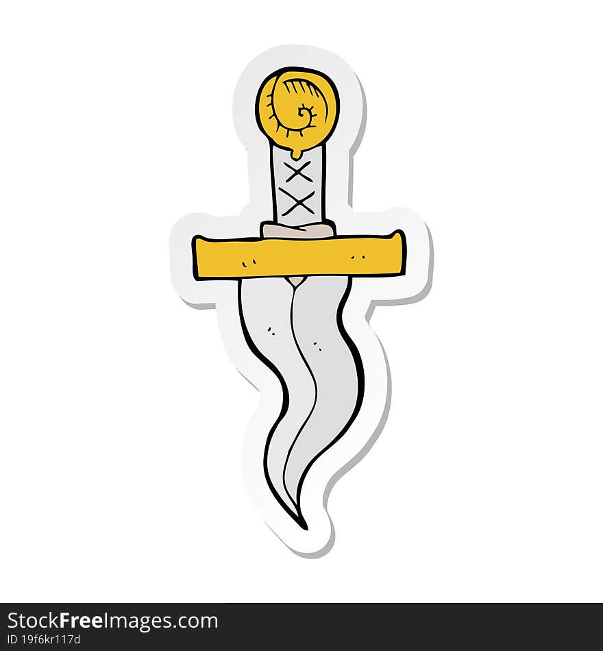 sticker of a cartoon dagger