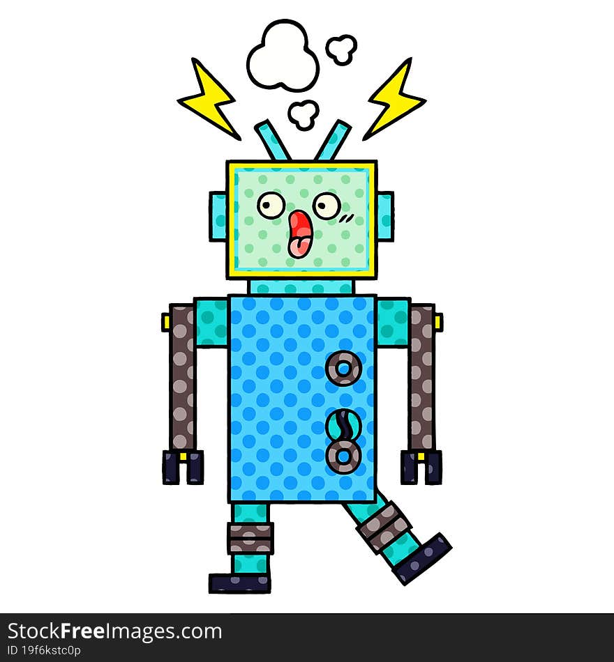 comic book style cartoon of a robot