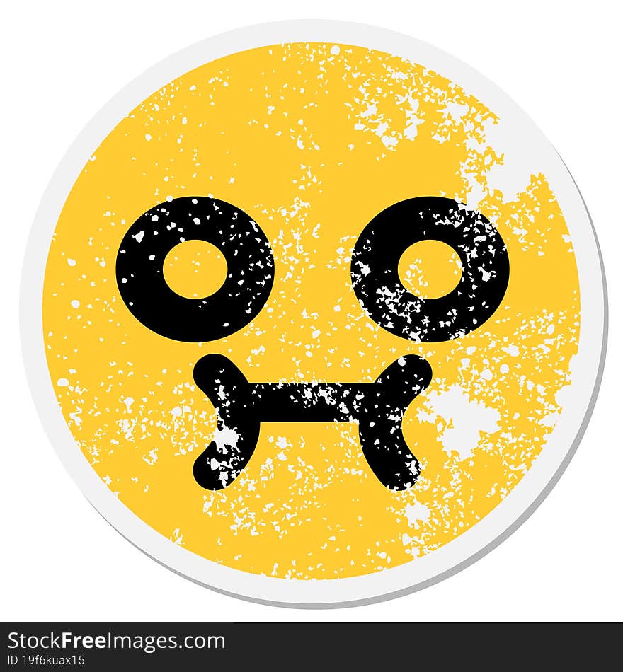 staring blank eye face circular sticker