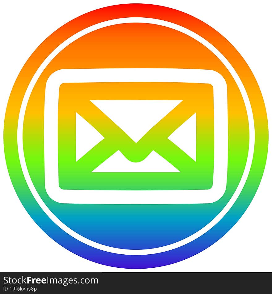 envelope letter circular in rainbow spectrum