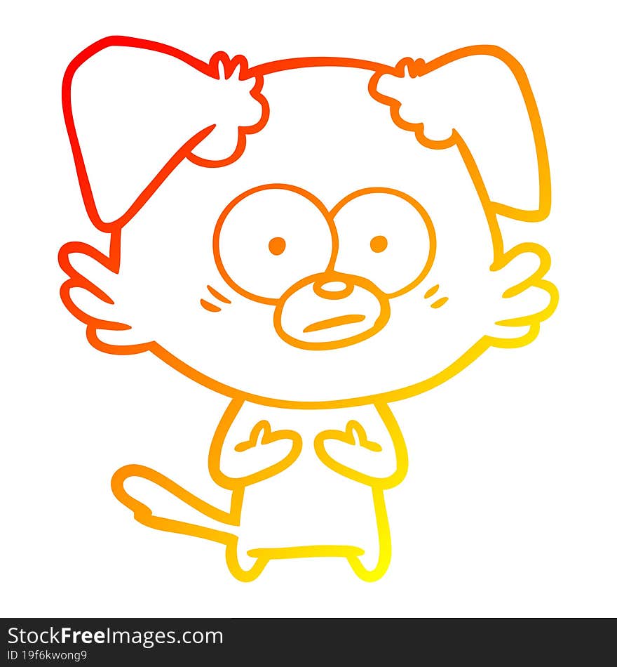 Warm Gradient Line Drawing Nervous Dog Cartoon