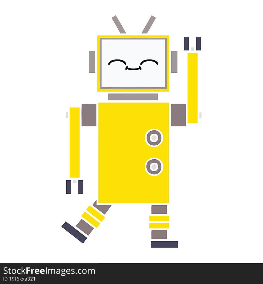 Flat Color Retro Cartoon Robot