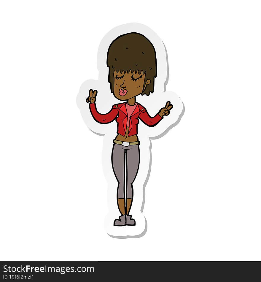 Sticker Of A Cartoon Cool Girl