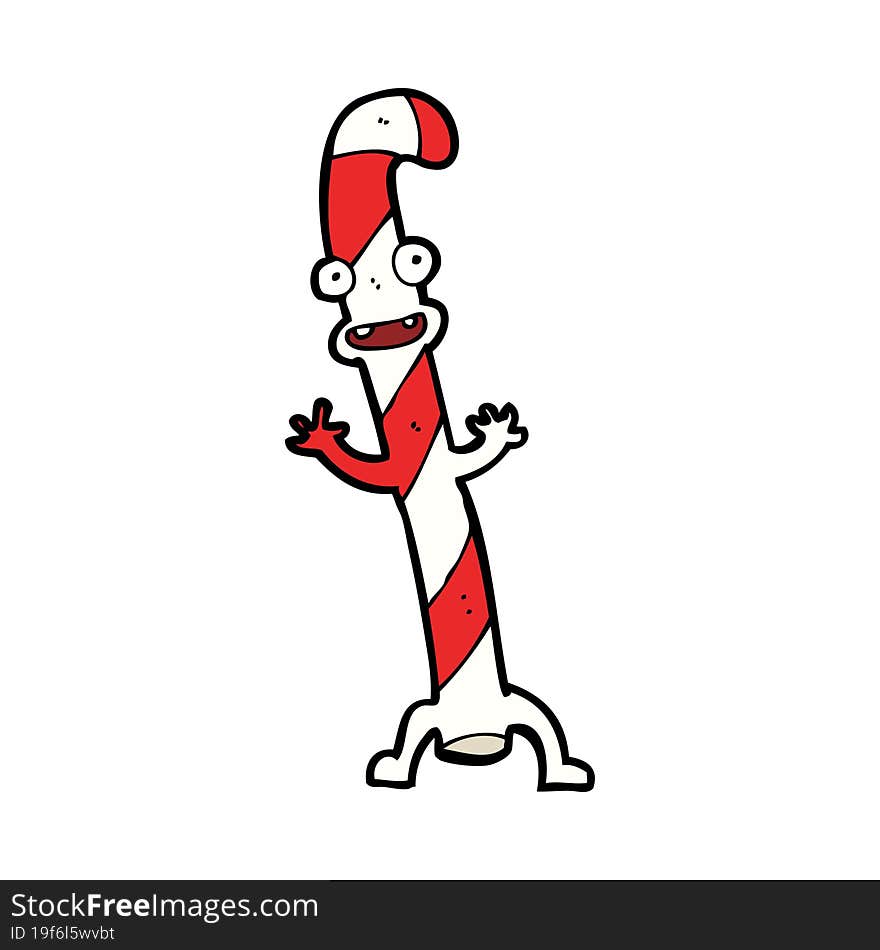 cartoon dancing christmas candy cane