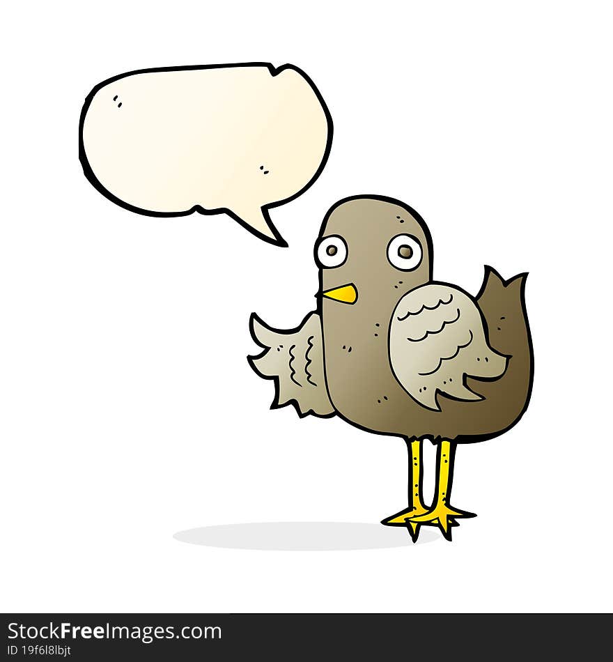 cartoon bird waving wing with speech bubble