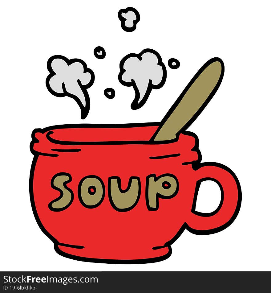 Cartoon Doodle Of Hot Soup