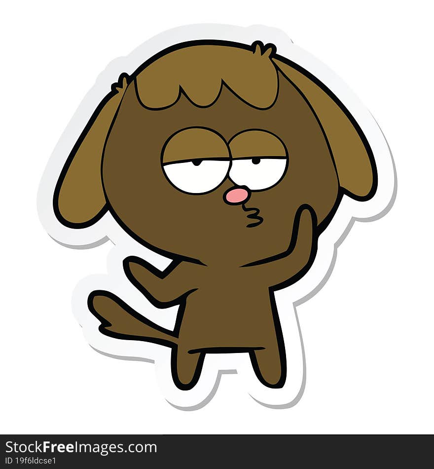 sticker of a cartoon tired dog