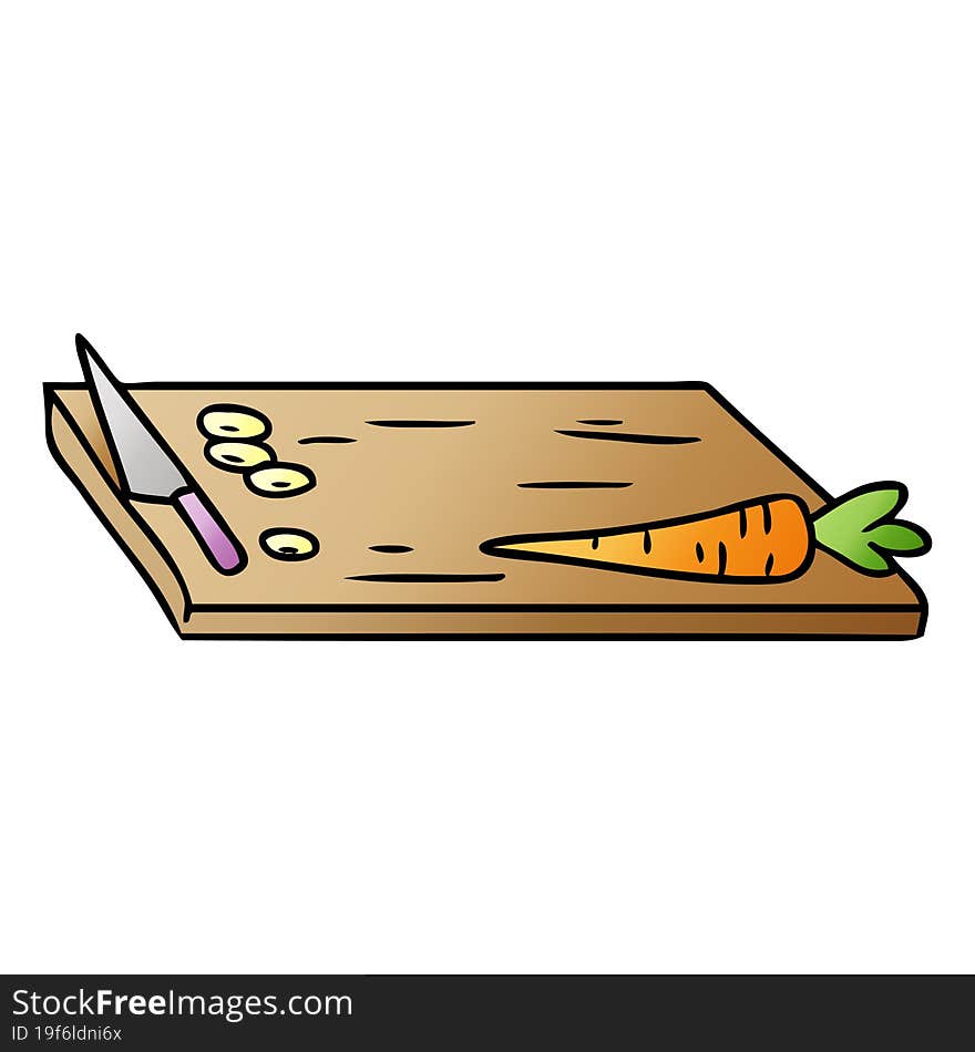 hand drawn gradient cartoon doodle of vegetable chopping board