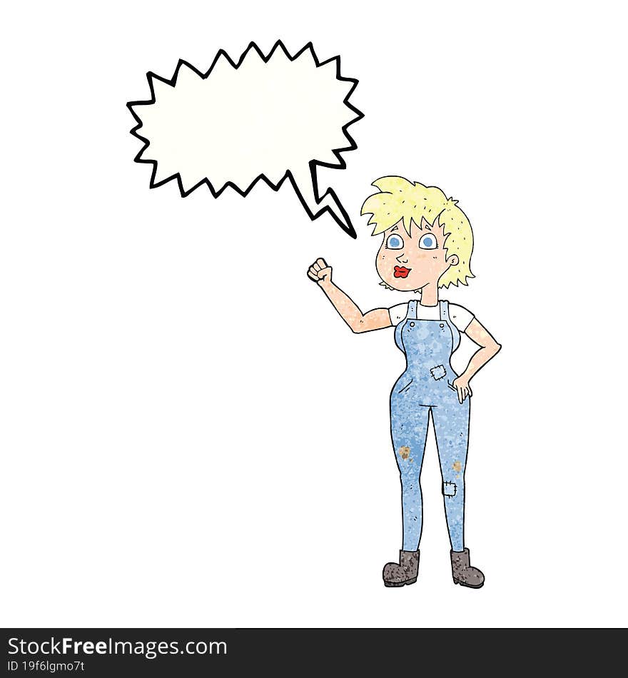 speech bubble textured cartoon confident farmer woman