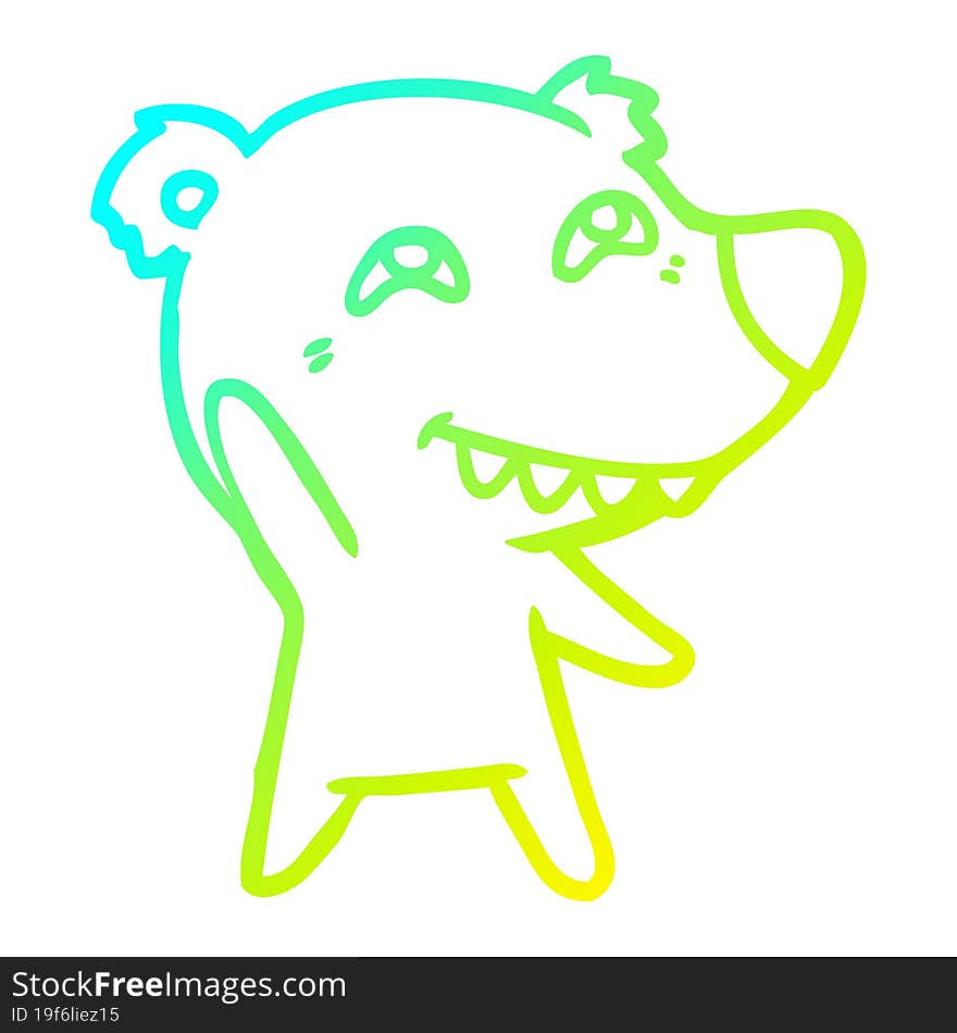 cold gradient line drawing cartoon polar bear waving