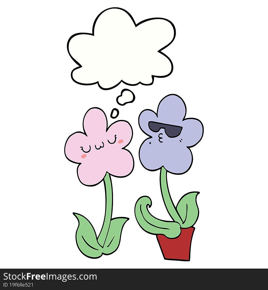 Cute Cartoon Flower And Thought Bubble