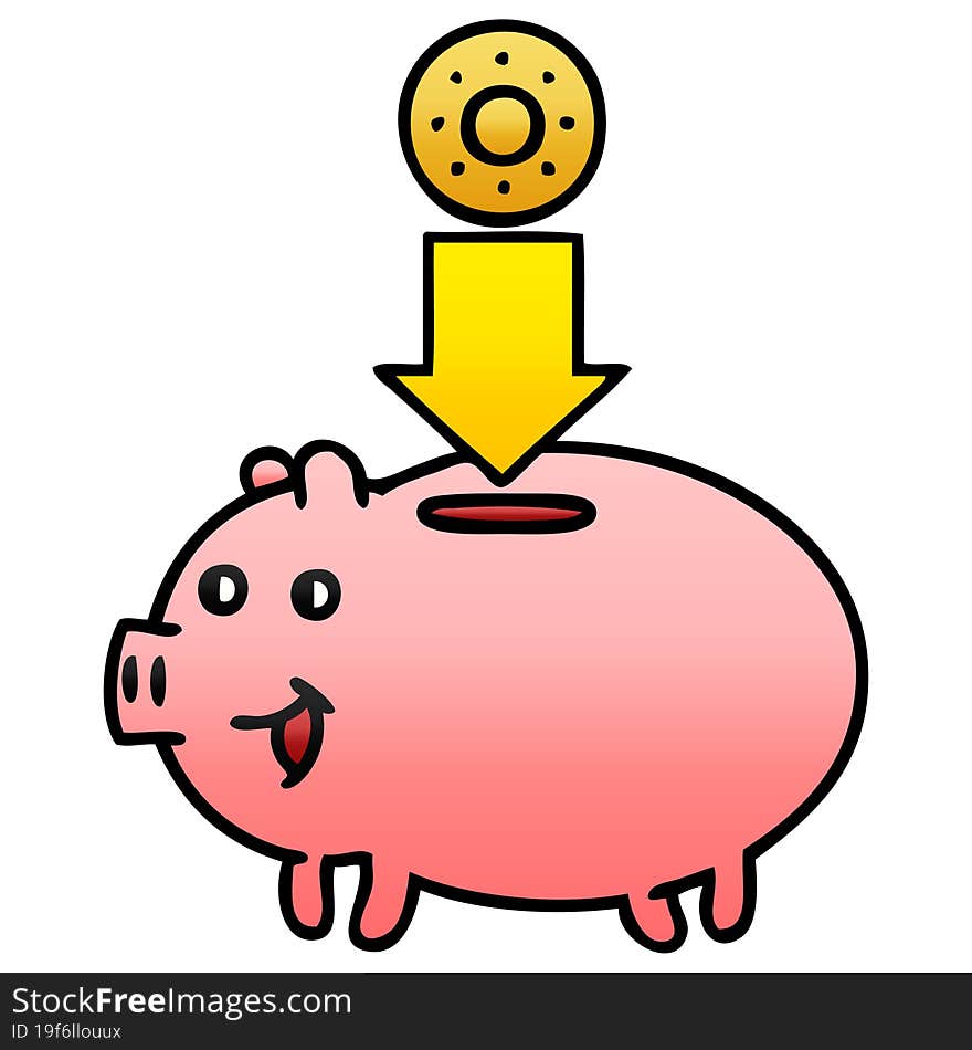 gradient shaded cartoon of a piggy bank