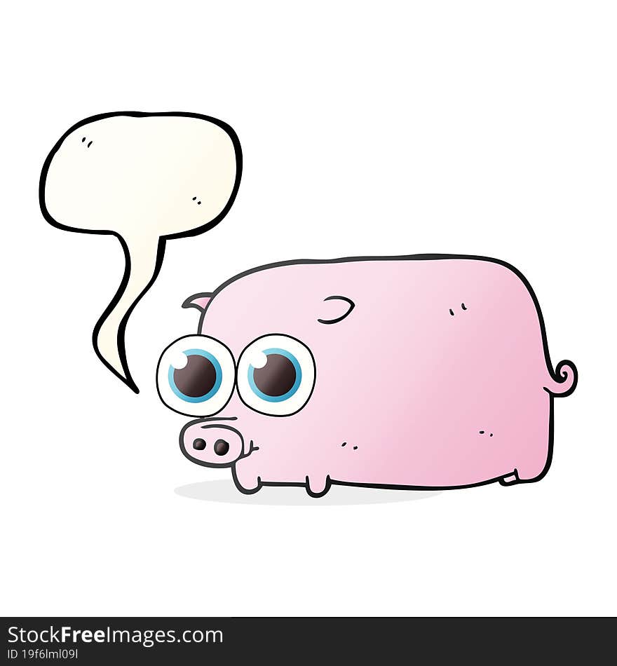 Speech Bubble Cartoon Piglet With Big Pretty Eyes