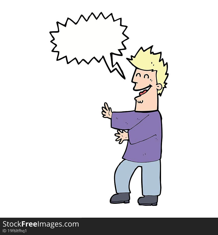 Cartoon Laughing Man With Speech Bubble