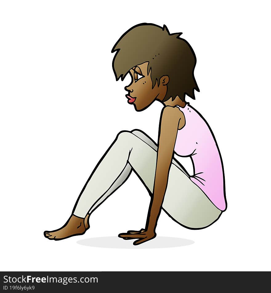 Cartoon Woman Sitting