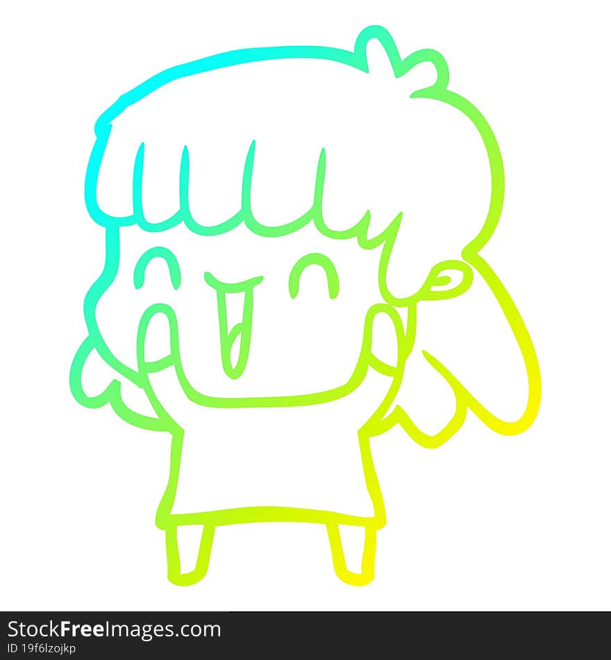 cold gradient line drawing of a cartoon woman