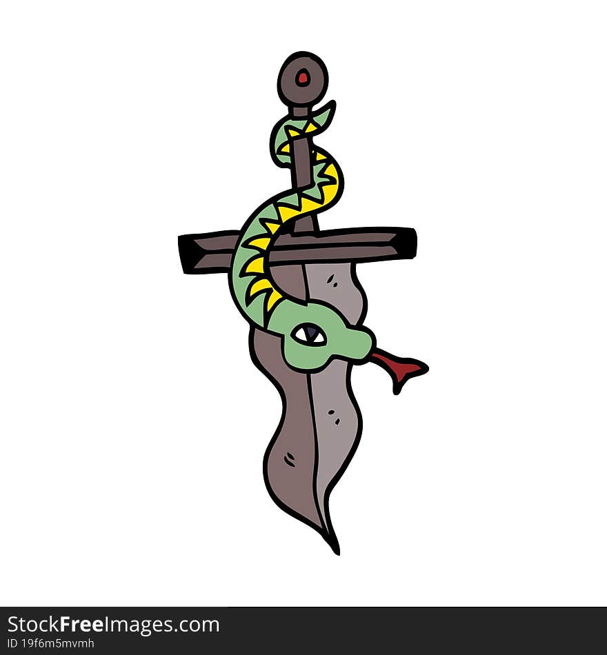 Cartoon Doodle Tattoo Dagger Symbol