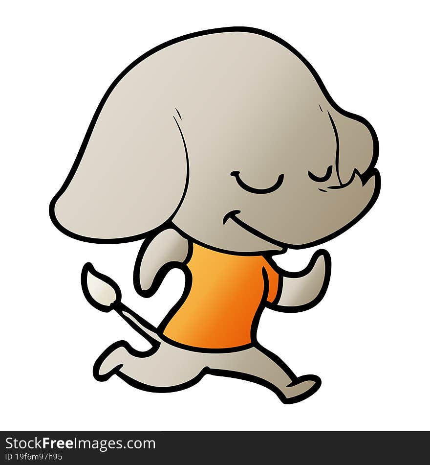 cartoon smiling elephant running. cartoon smiling elephant running