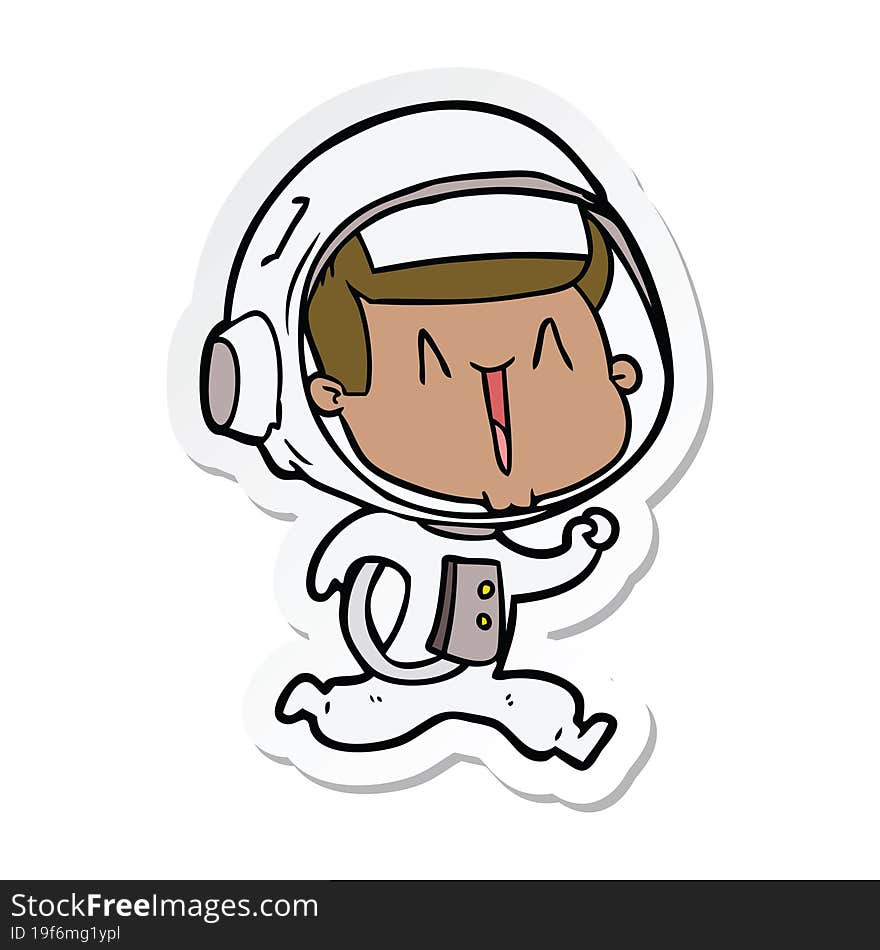 Sticker Of A Happy Cartoon Astronaut