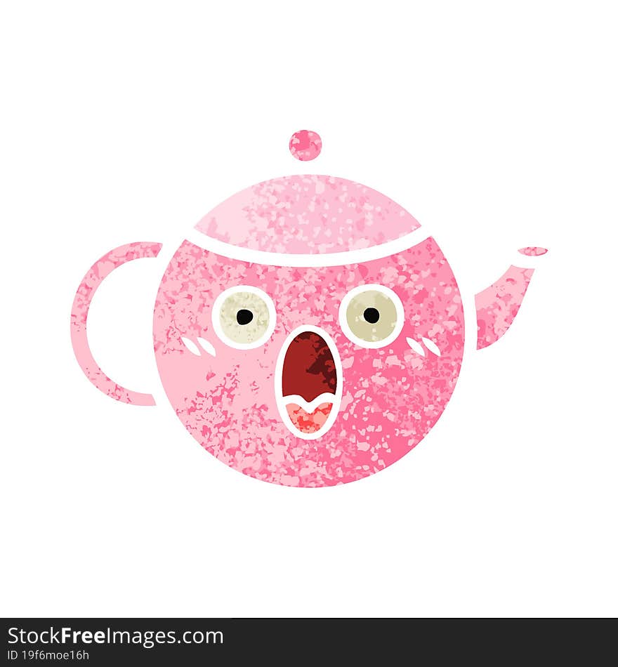 retro illustration style cartoon teapot