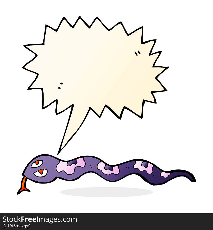 cartoon hissing snake with speech bubble