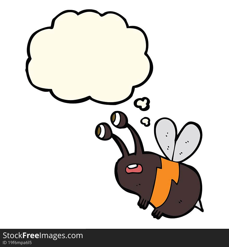 cartoon frightened bee with thought bubble