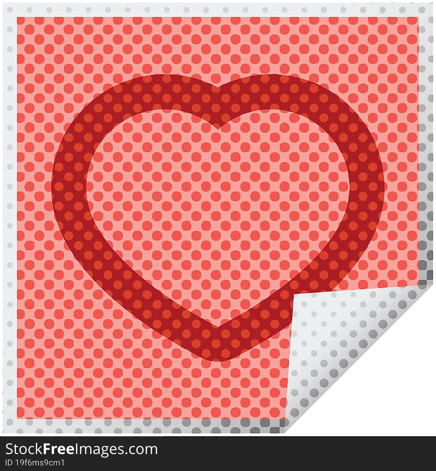 heart symbol graphic vector illustration square sticker. heart symbol graphic vector illustration square sticker