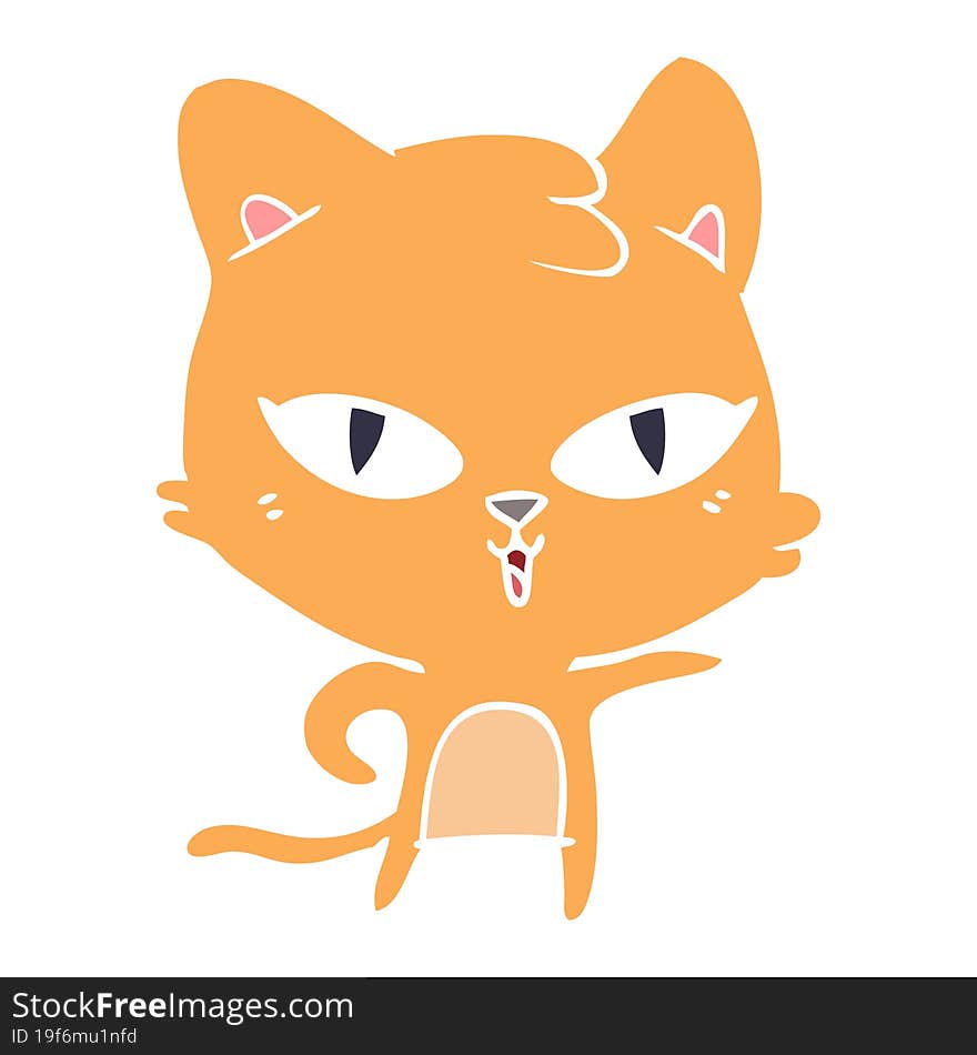 Flat Color Style Cartoon Cat