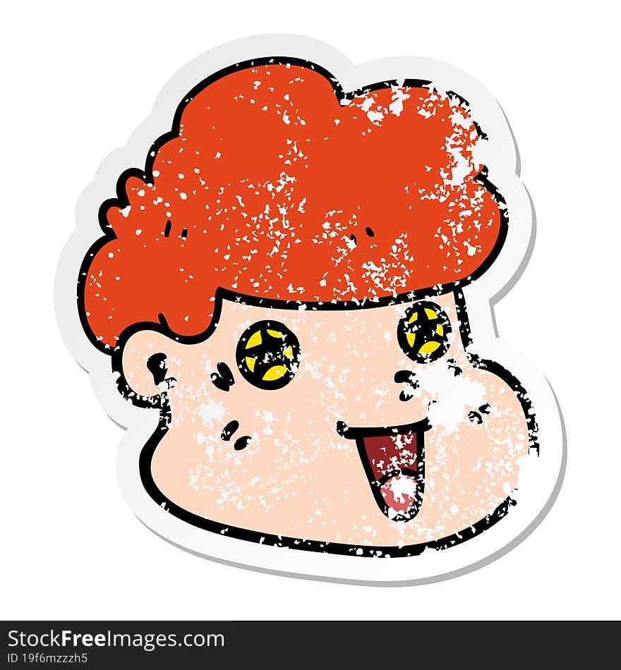 Distressed Sticker Of A Cartoon Boy S Face