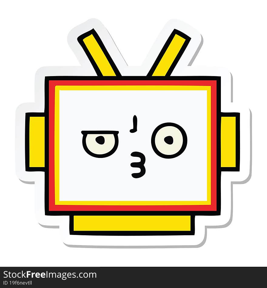 Sticker Of A Cute Cartoon Robot Head