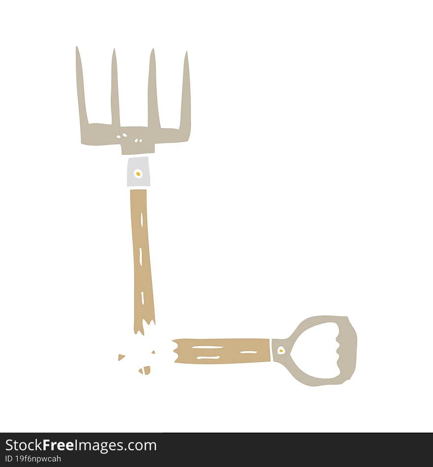 Flat Color Style Cartoon Broken Pitchfork