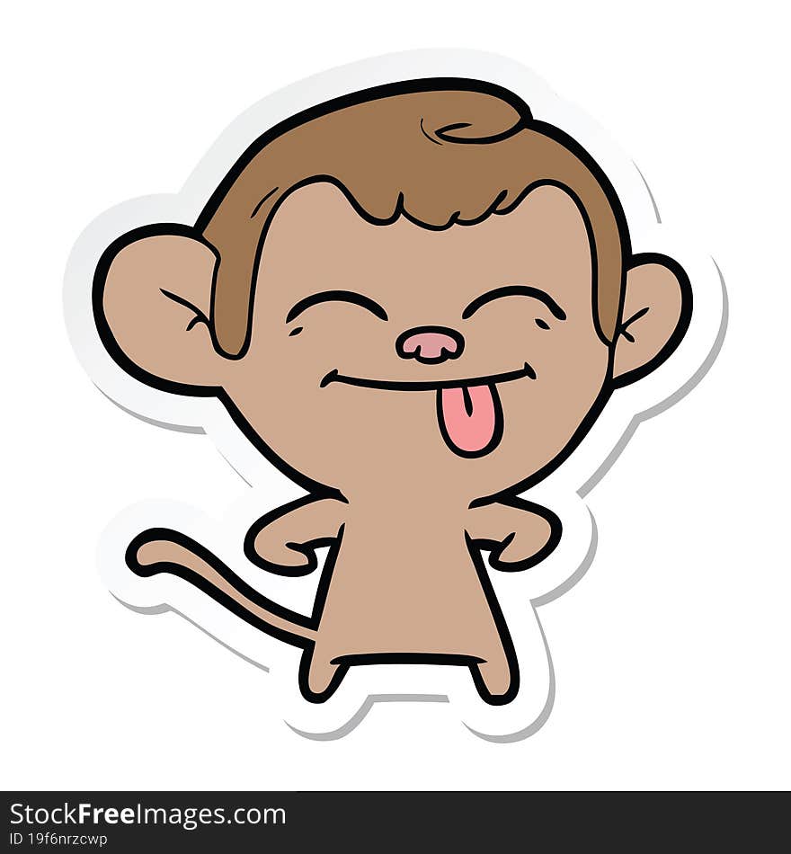 sticker of a funny cartoon monkey