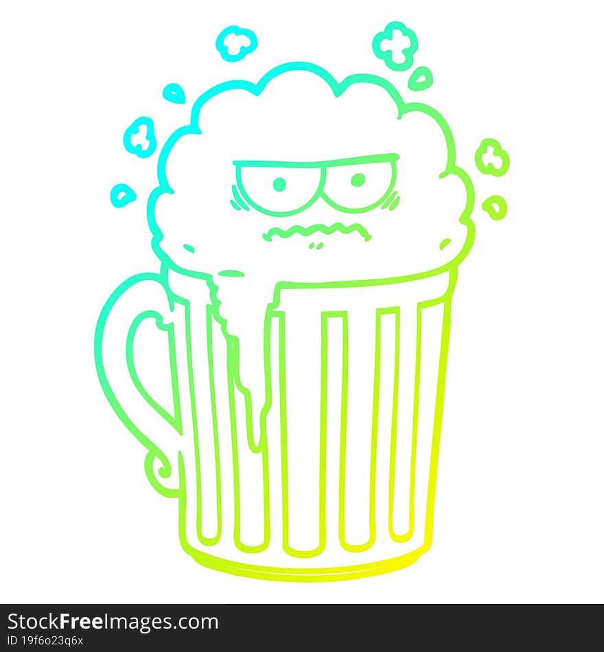 Cold Gradient Line Drawing Cartoon Mug Of Beer