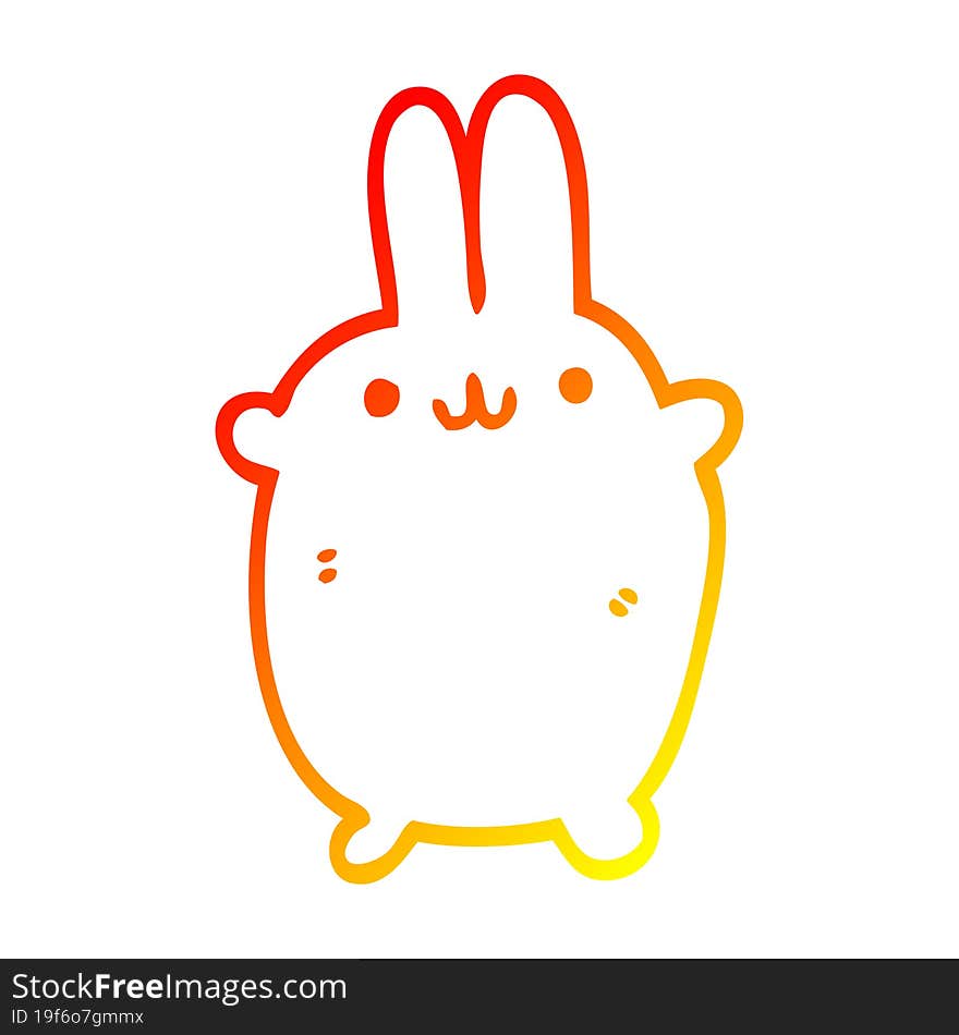 Warm Gradient Line Drawing Cartoon Rabbit