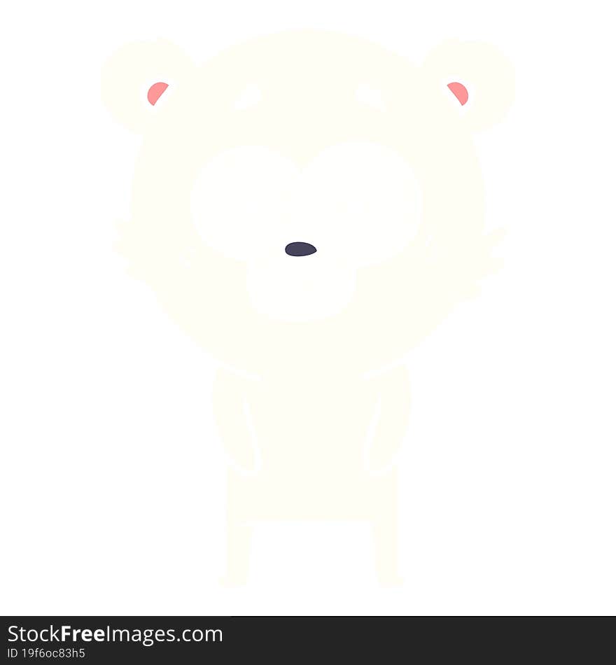 surprised polar bear flat color style cartoon