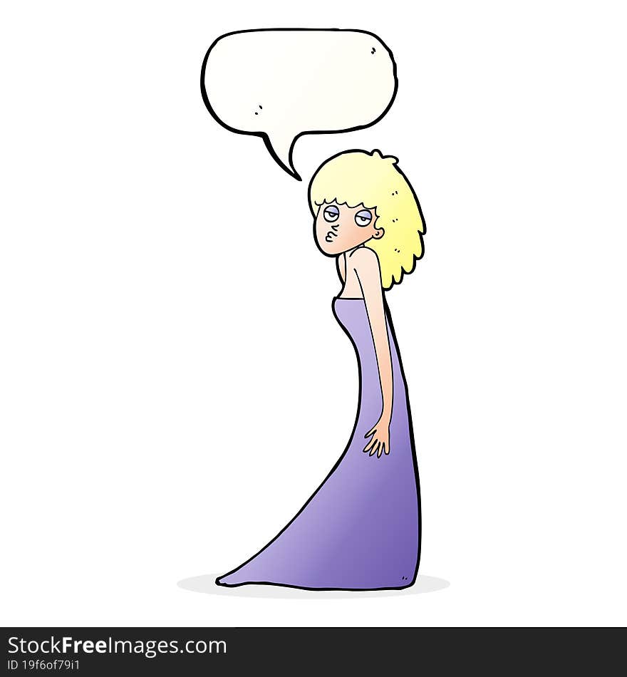 cartoon woman pulling photo face with speech bubble