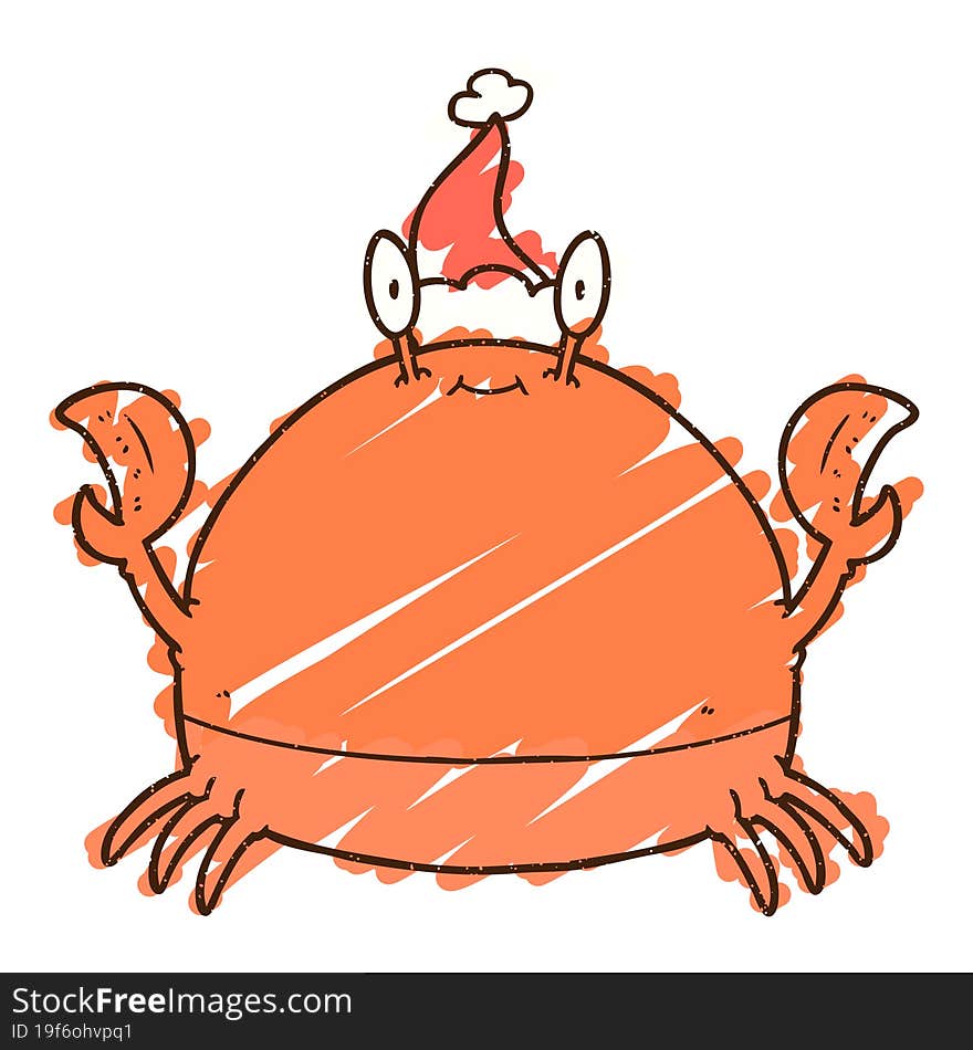 Christmas Crab Chalk Drawing