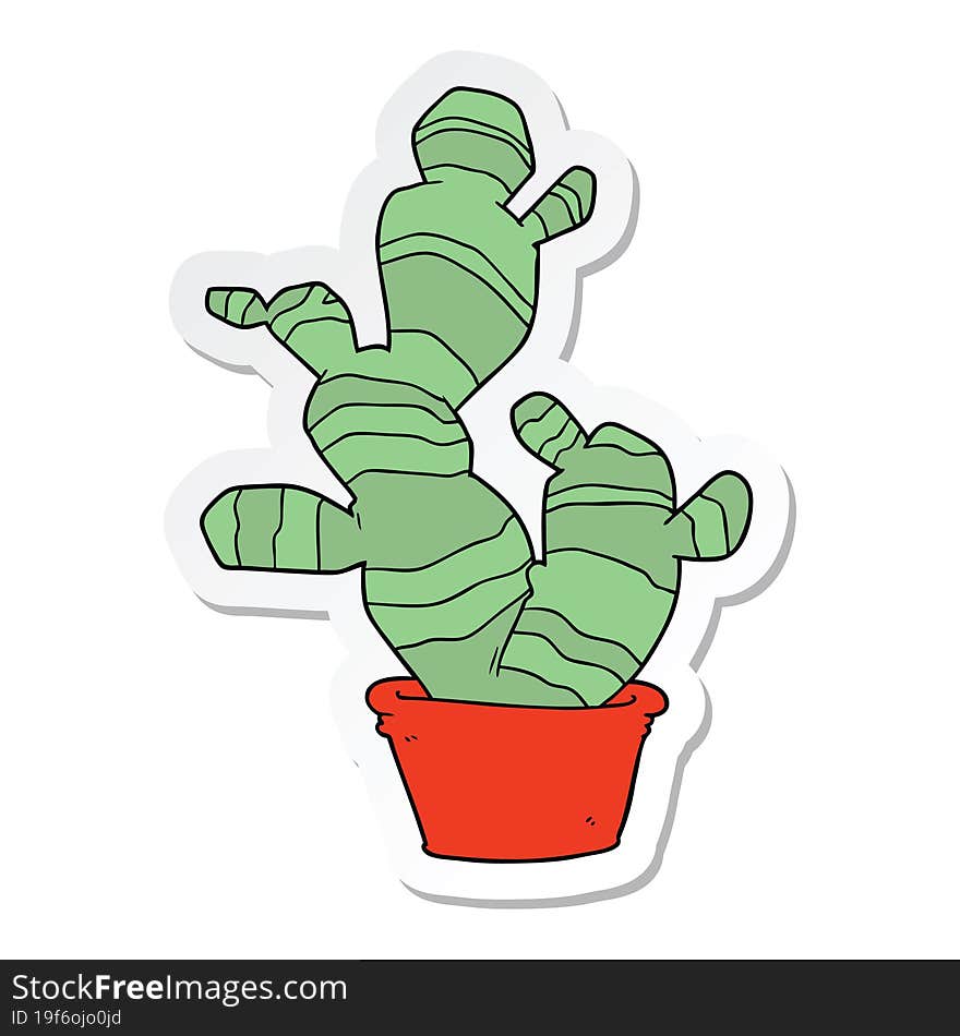 sticker of a cartoon cactus